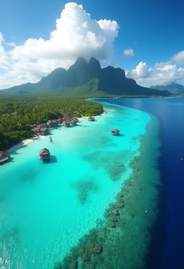 Bora Bora The vibrant blues of the lagoon and lush greenery are simply mesmerizing (2)
