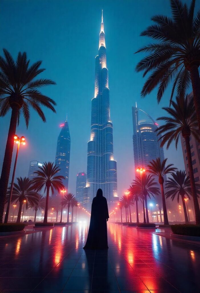 Dubai The futuristic skyline with the Burj Khalifa towering