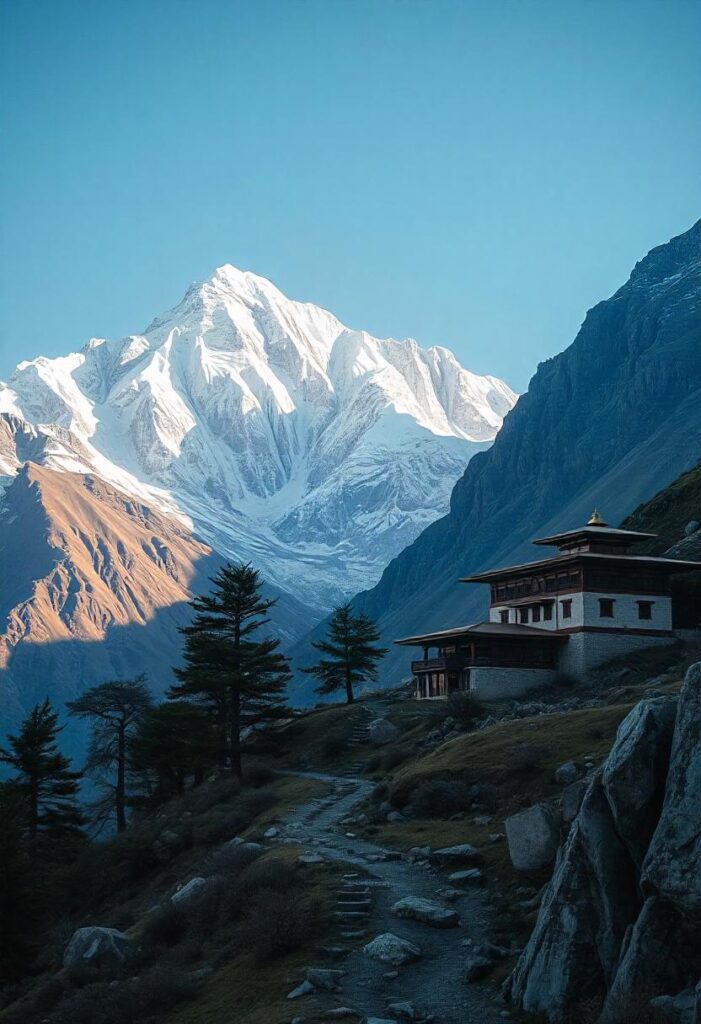 Himalayas The grandeur of the world’s highest peaks, perfect for adventurers. Images of Mount Everest or the serene beauty of Bhutan's Paro Taktsan (1)