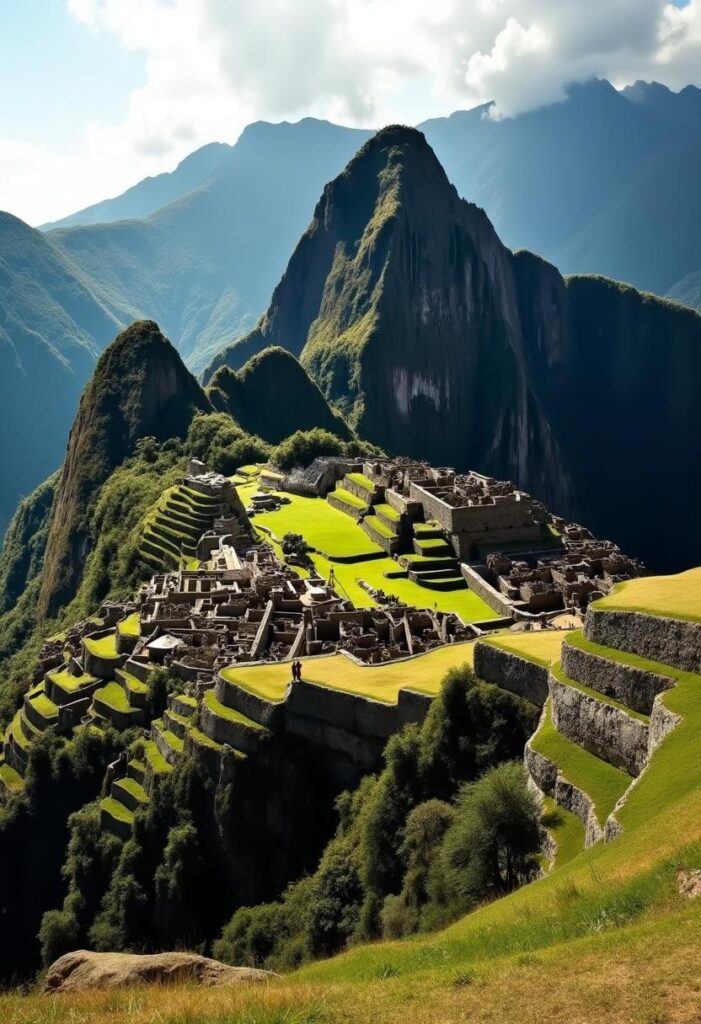 Machu Picchu The ancient Incan citadel set against a backdrop of lush mountains (1)