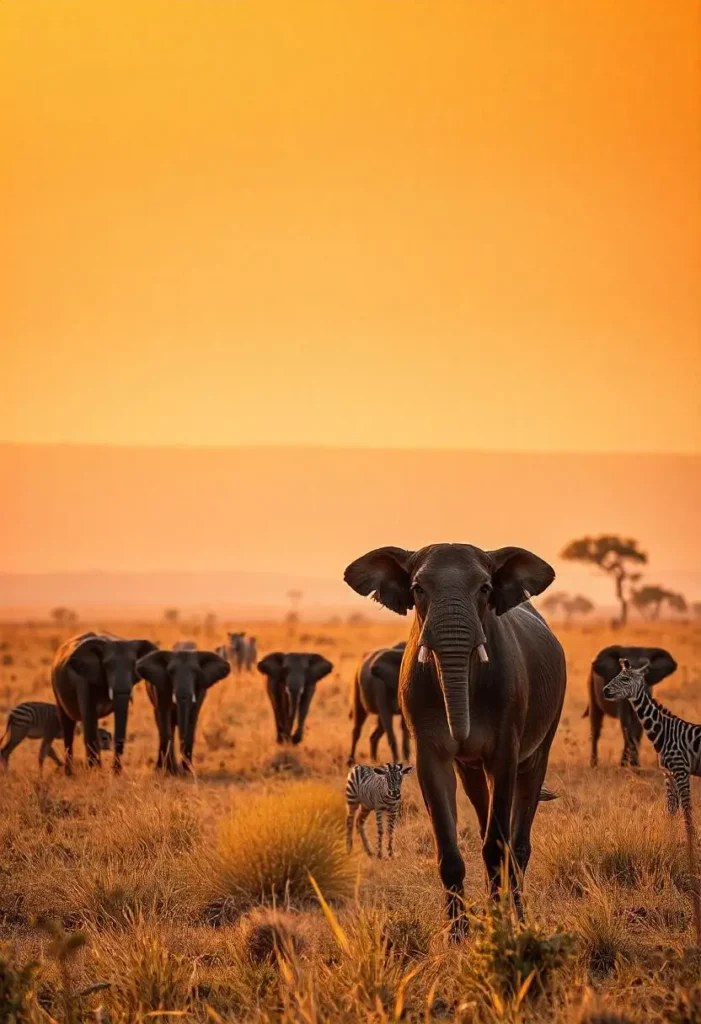 Safari in Africa A stunning landscape featuring wildlife in their natural habitat.