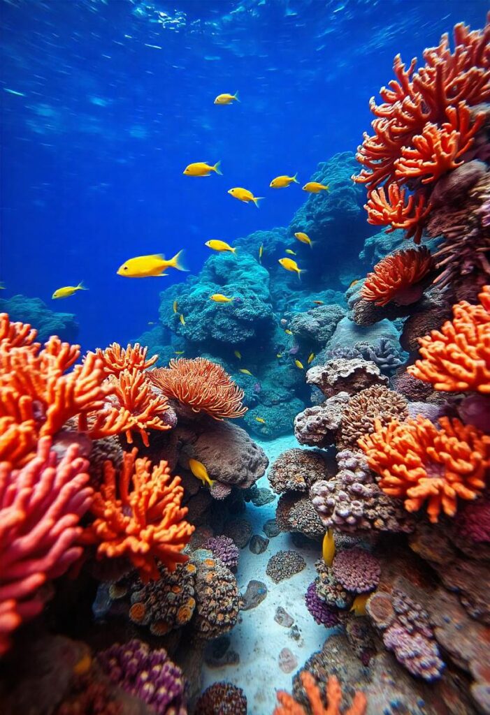 Scuba Diving in the Great Barrier Reef Vibrant coral reefs teeming with life. (2)