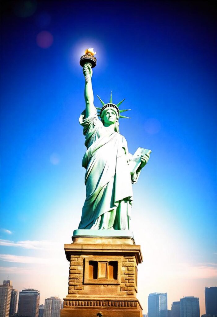 Statue of Liberty An iconic symbol of freedom set against a vibrant skyline. (2)