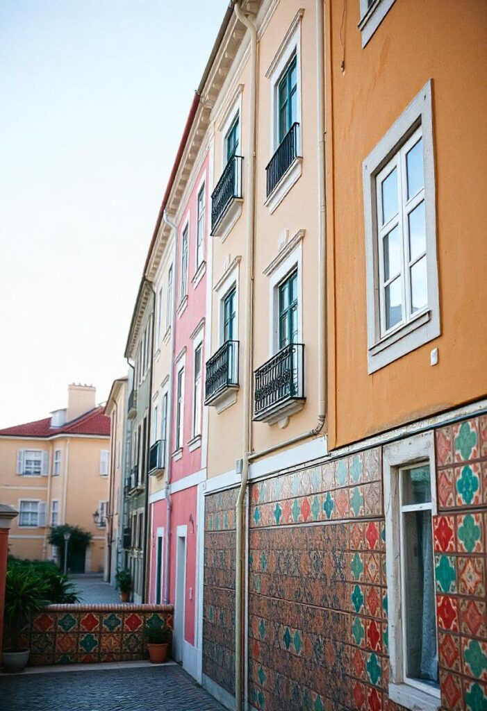 a photo of Lisbon’s vibrant tiles and pastel buildings, showcasing the city's charm and travel aesthetic (1)