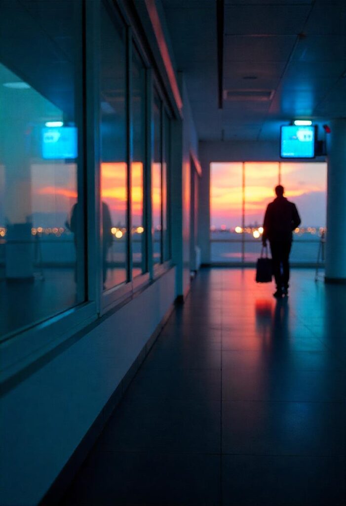 aesthetic airport scene in blue hour runway views (2)