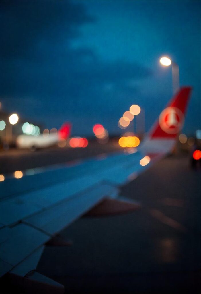 aesthetic airport scene in blue hour runway views (4)