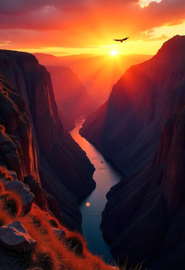 vibrant sunrise over colca canyon peru illuminat 12823